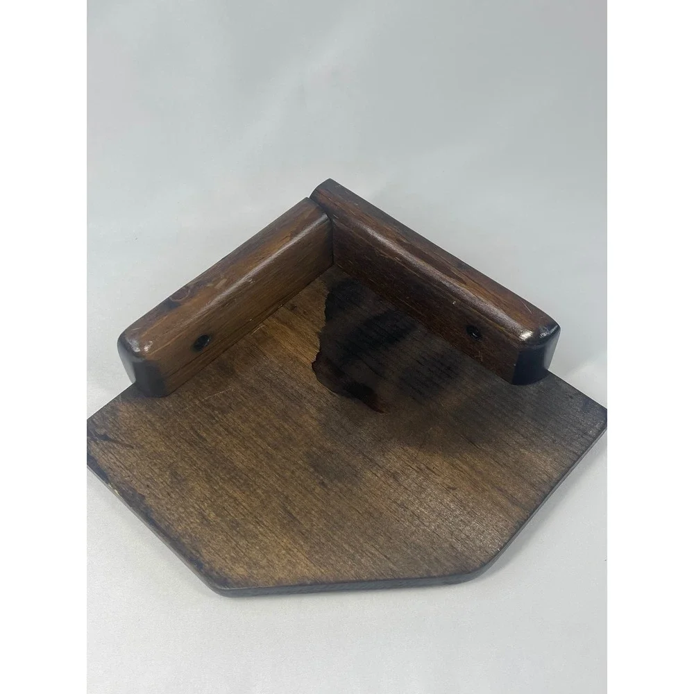 Vintage Wood Corner Display Shelf Walnut 7.25